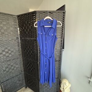 Dennis Basso Royal Blue Sleeveless Midi Dress